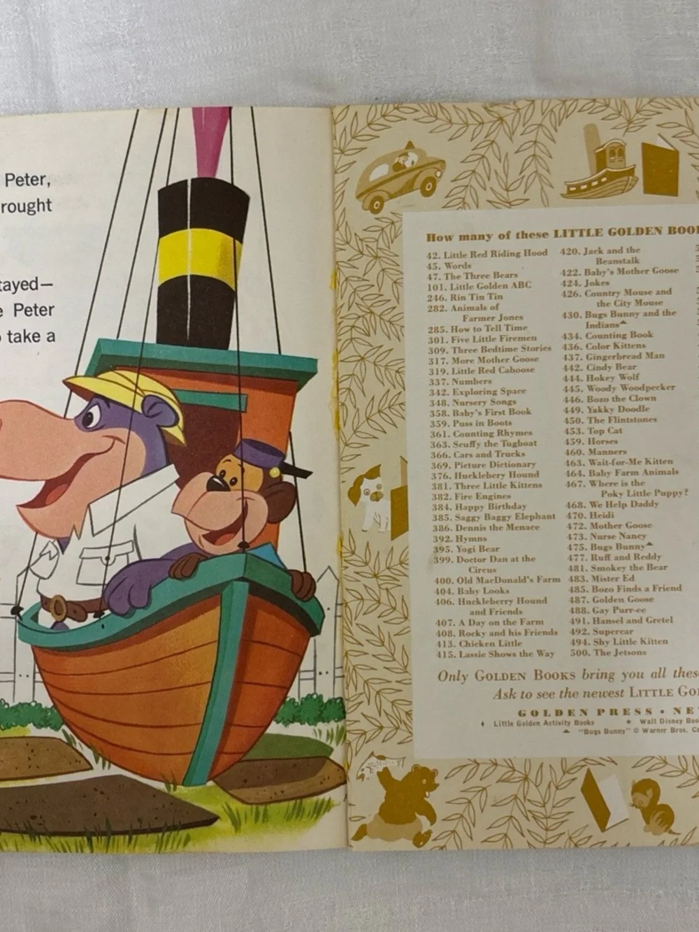 VTG 1961,62,64 bundle 3 HANNA BARBERA Little Golden Book Yogi Bear Touche PeterP